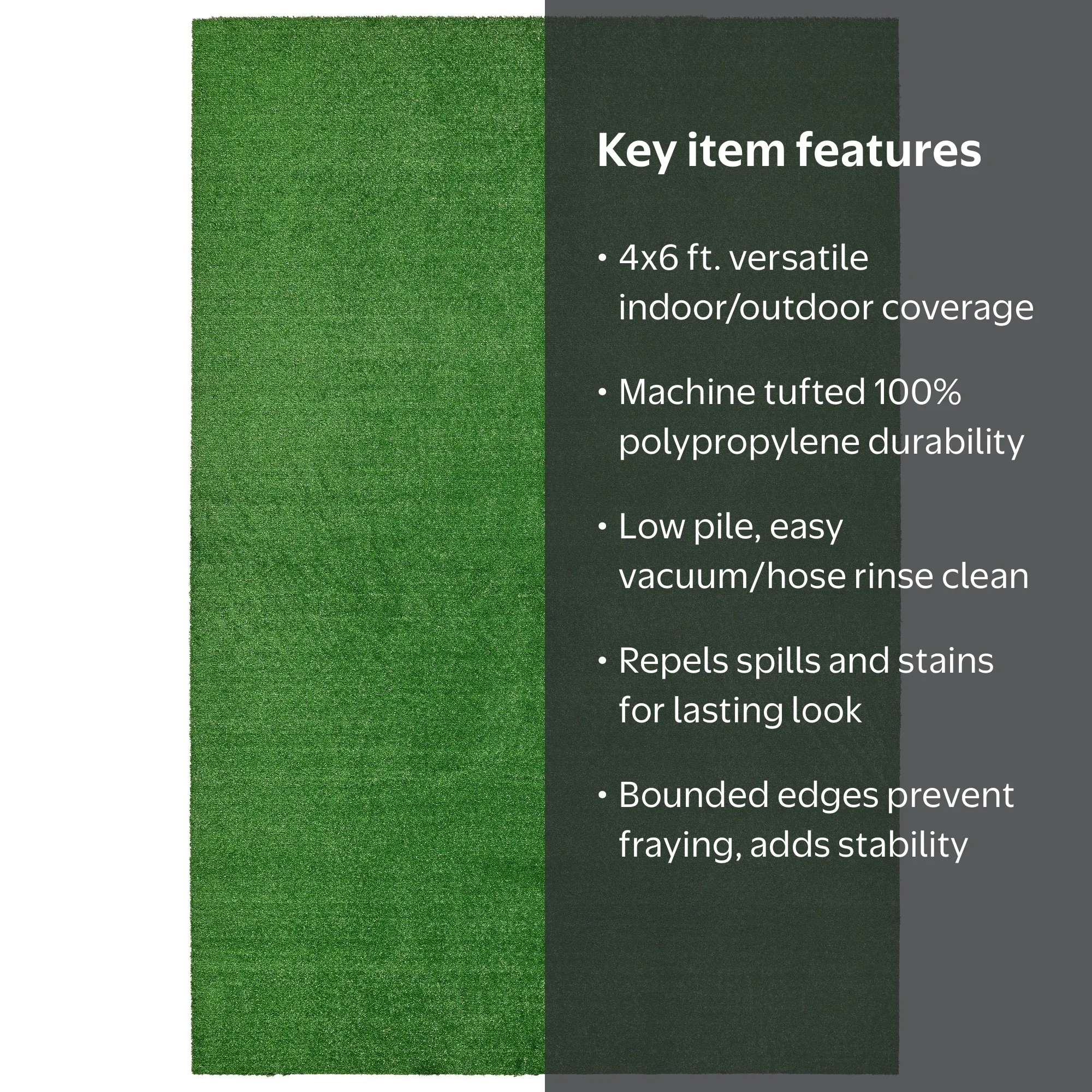 Garland Rugs, Artificial Grass Indoor Outdoor Area Rug, 4' x 6