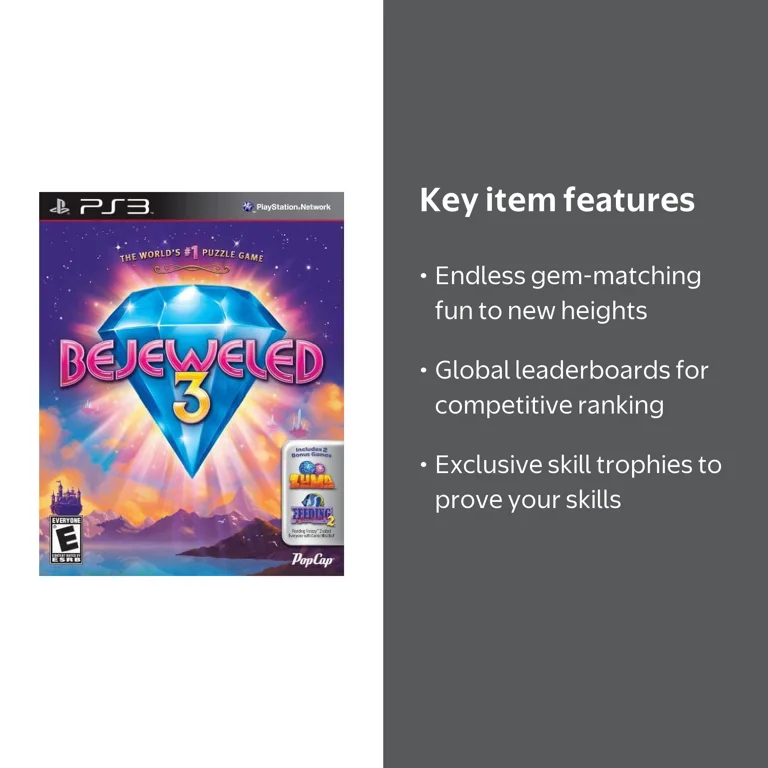 Bejeweled 3 (with Zuma & Feeding Frenzy 2) - PlayStation 3