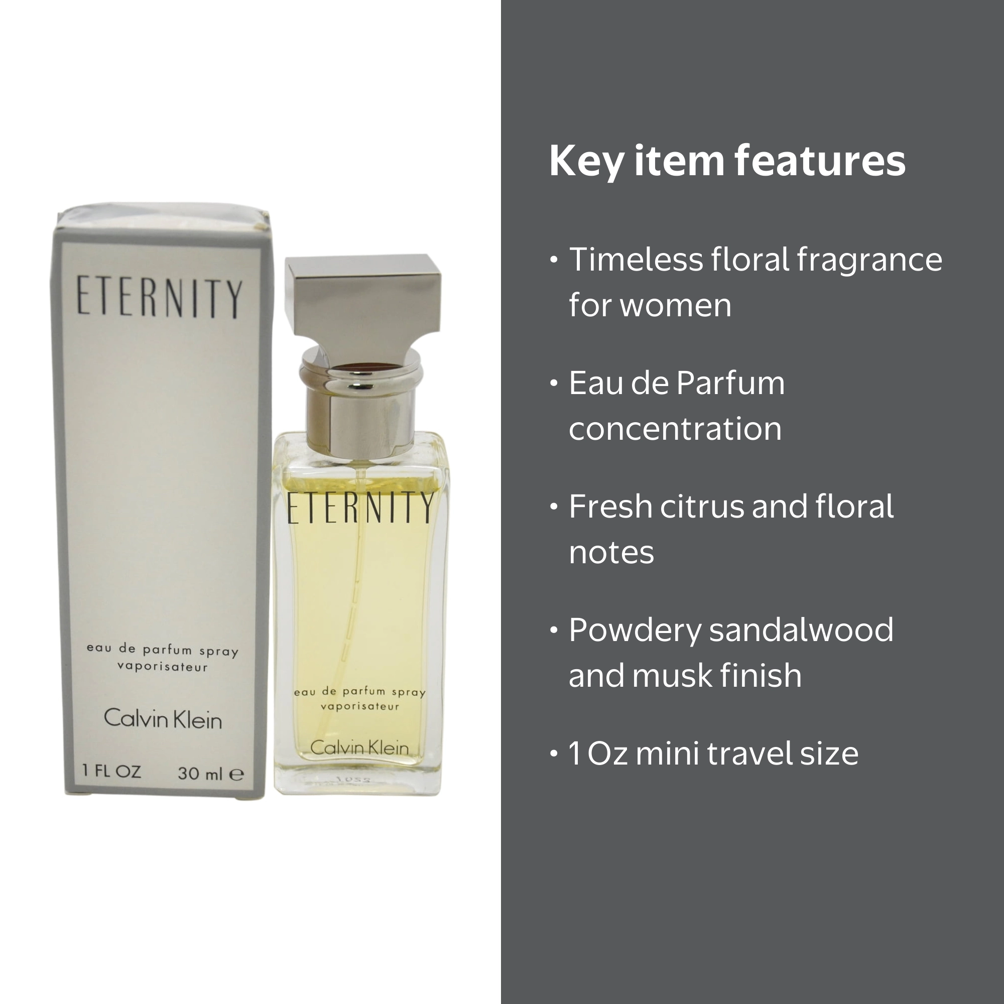 Calvin Klein Eternity EDP Fragrance for Women, 1 Oz Travel Size