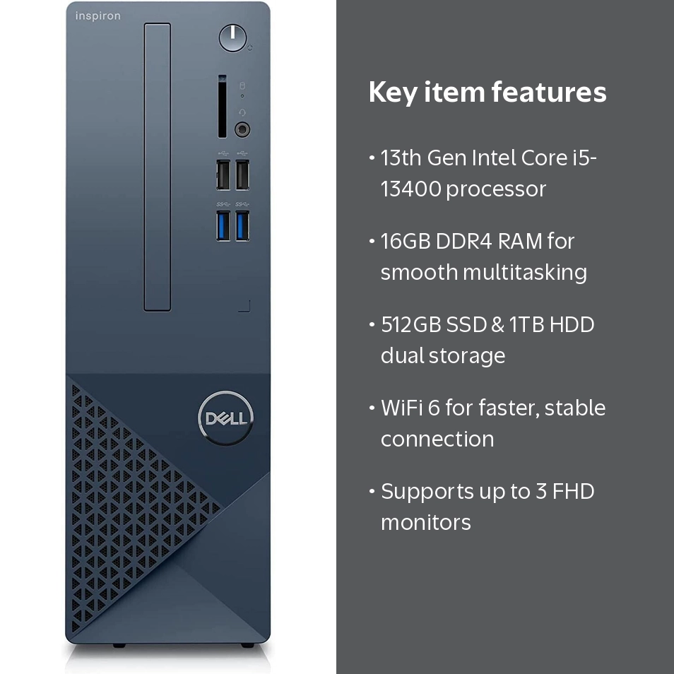 Dell Inspiron 3020S Computer, Intel i5, 16GB RAM, 512GB SSD+1TB