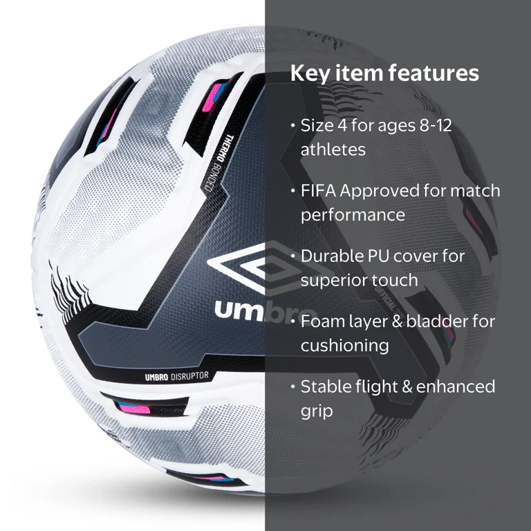Umbro Disruptor Size 4 Soccer Ball for Ages 8-12 Years Old, FIFA