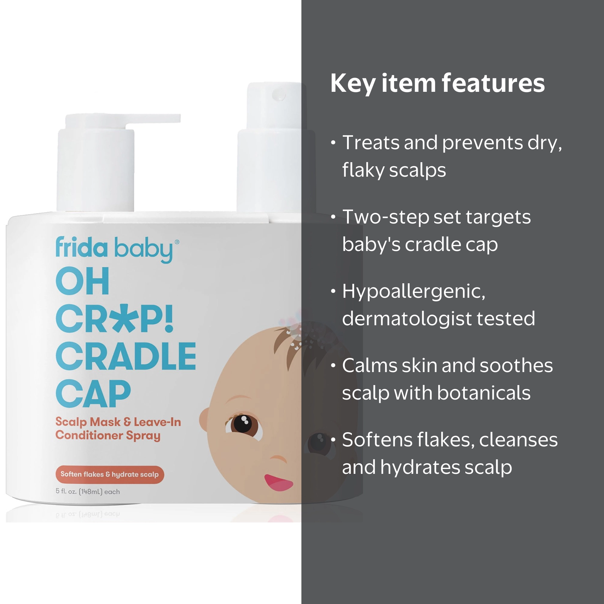 Frida Baby, Cradle Cap Set, 5 fl oz, Softening Scalp Scrub