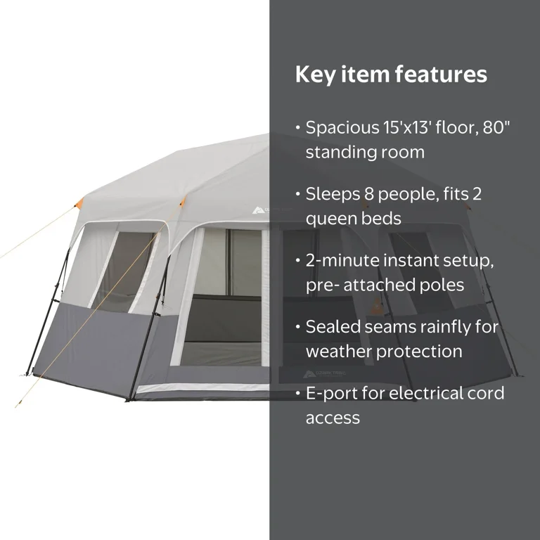 Ozark Trail 15' x 13' 8-Person Instant Hexagon Cabin Tent, 36.04