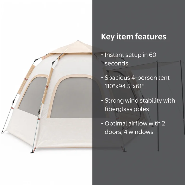 GVDV Instant Tents for Camping 4 Person Tent Waterproof Easy Setup