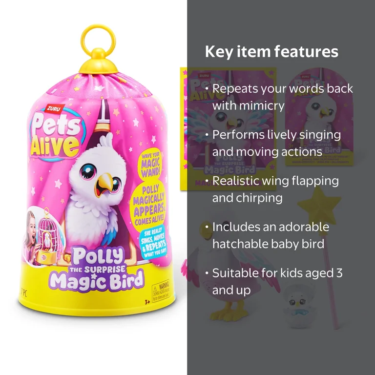 Pets Alive Polly the Magic Bird, Realistic Interactive Electronic