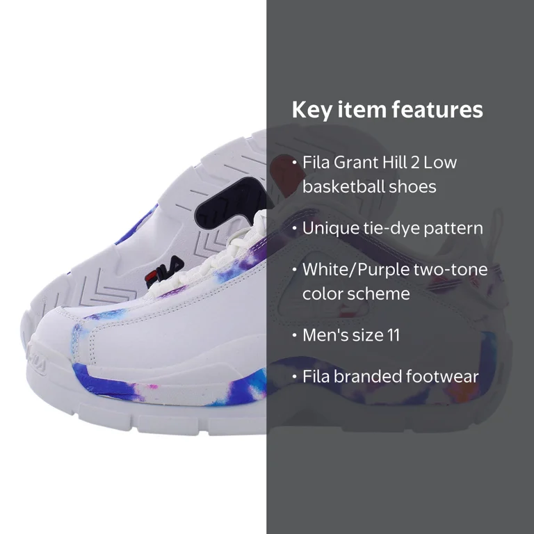 Fila Grant Hill 2 Low Tie Dye Mens Shoes Size 11, Color: White