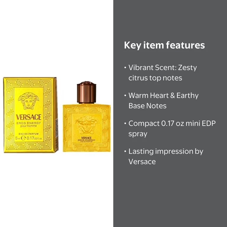 Versace Eros Energy Men's Citrus Aromatic EDP Spray 0.17 oz with
