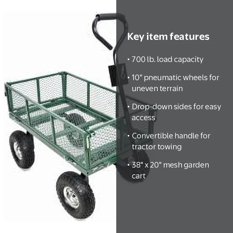 Green Thumb Large Rolling 70108 4 Wheel Mesh Garden Cart With
