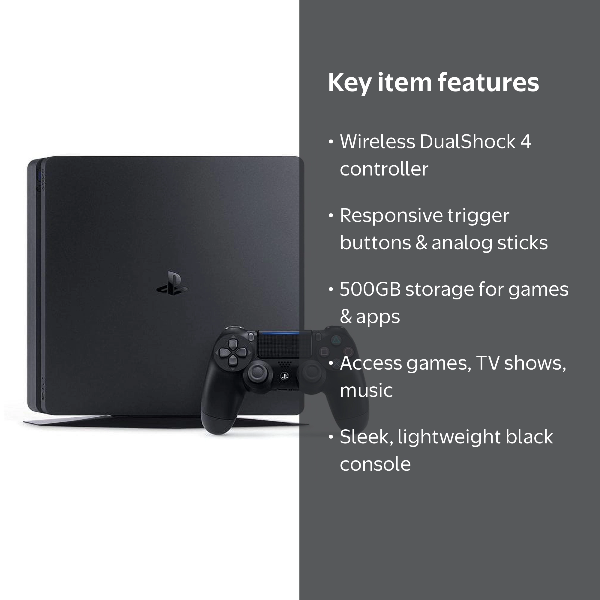 Sony PlayStation 4 Slim 500GB Jet Black Gaming Console with