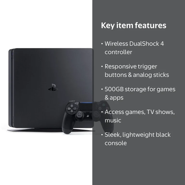 Sony PlayStation 4 Slim 500GB Jet Black Gaming Console with