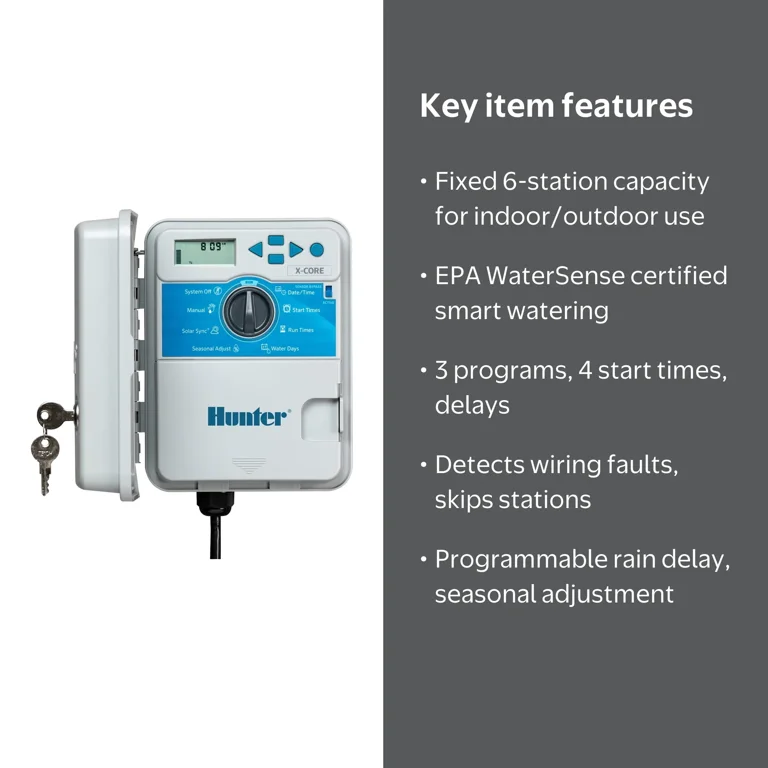 Hunter, Indoor Outdoor Controller, XC-600, 6 Station - Walmart.com