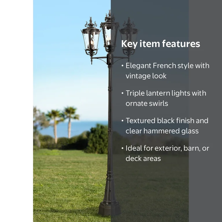 John Timberland Casa Marseille 3-Light Outdoor Post Light, Vintage