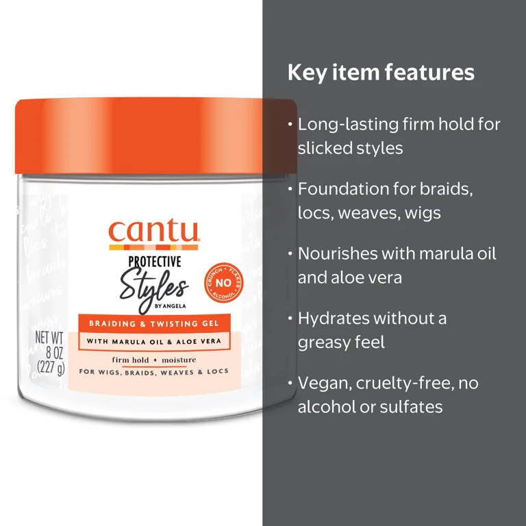Cantu, Protective Styles Gel, 8 oz, with Marula Oil & Aloe Vera