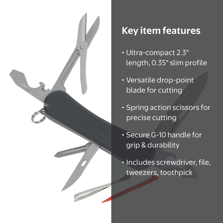 3 pack) Swiss Tech Listig 7 in 1 Folding Multitool with G-10