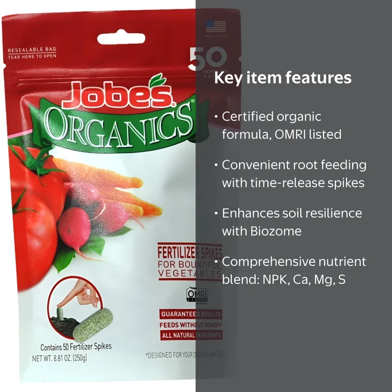 Jobe's Organics Vegetable & Tomato Fertilizer Spikes for Fruit