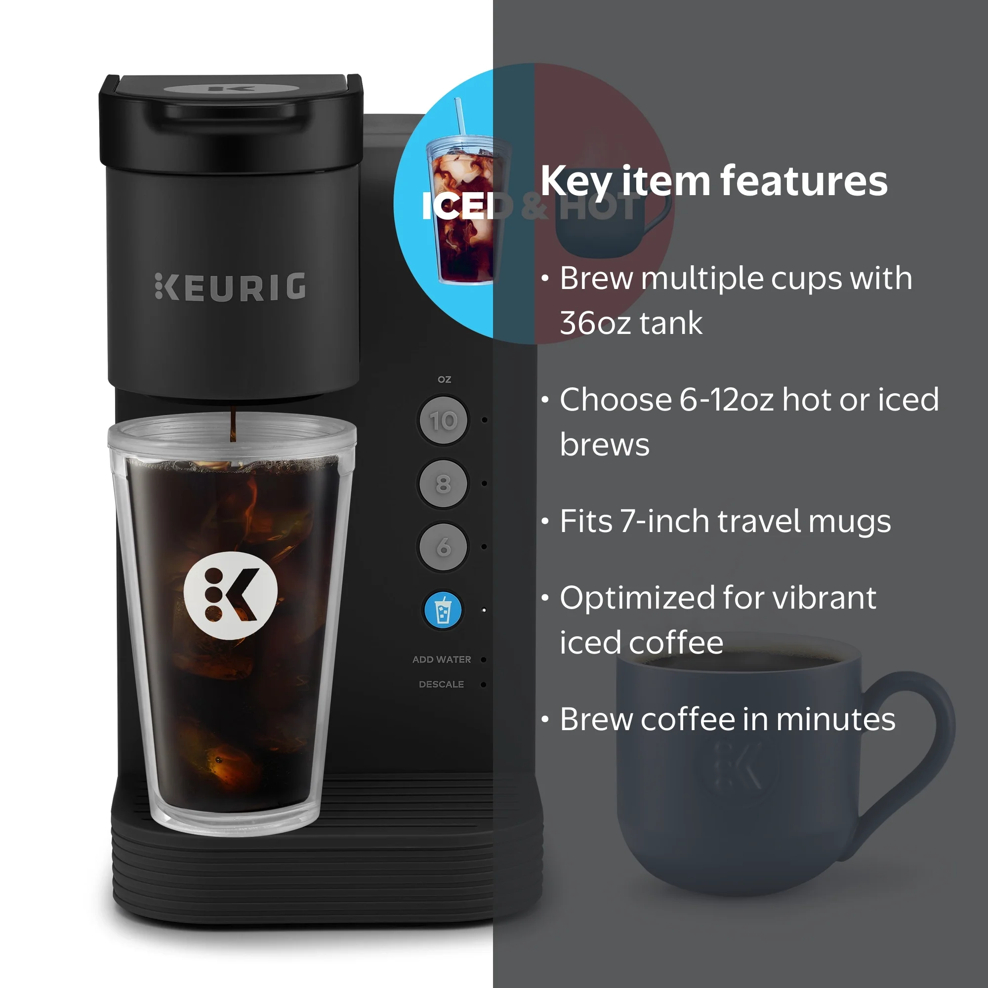 コーヒー Keurig Keurig K-Express Essentials Plus, Iced and Hot Single-Serve K-Cup