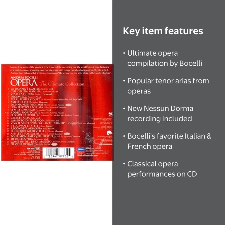 Decca, Andrea Bocelli, Opera The Ultimate Collection, Music