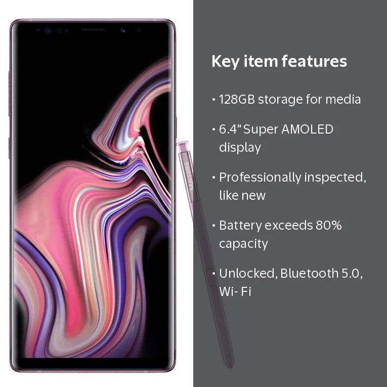 Restored Samsung Galaxy Note9 N960U 128GB Verizon GSM Unlocked