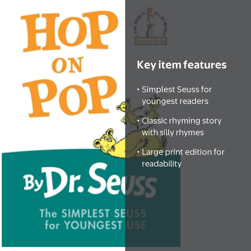 Dr. Seuss, Children's Book, Hop on Pop, Large Print Hardcover