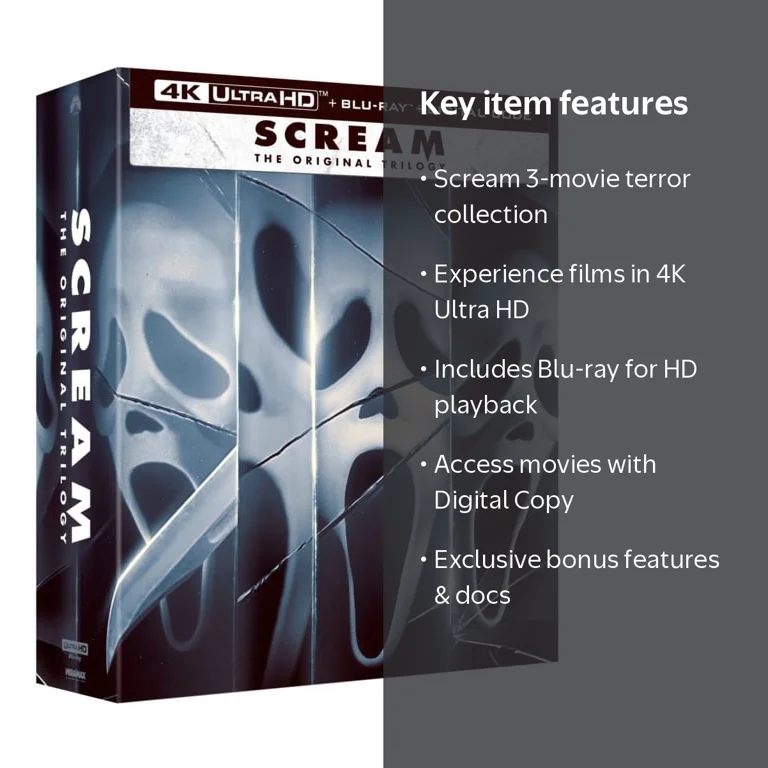 Paramount Scream 3 Movie Collection 4K Ultra HD + Blu-ray +