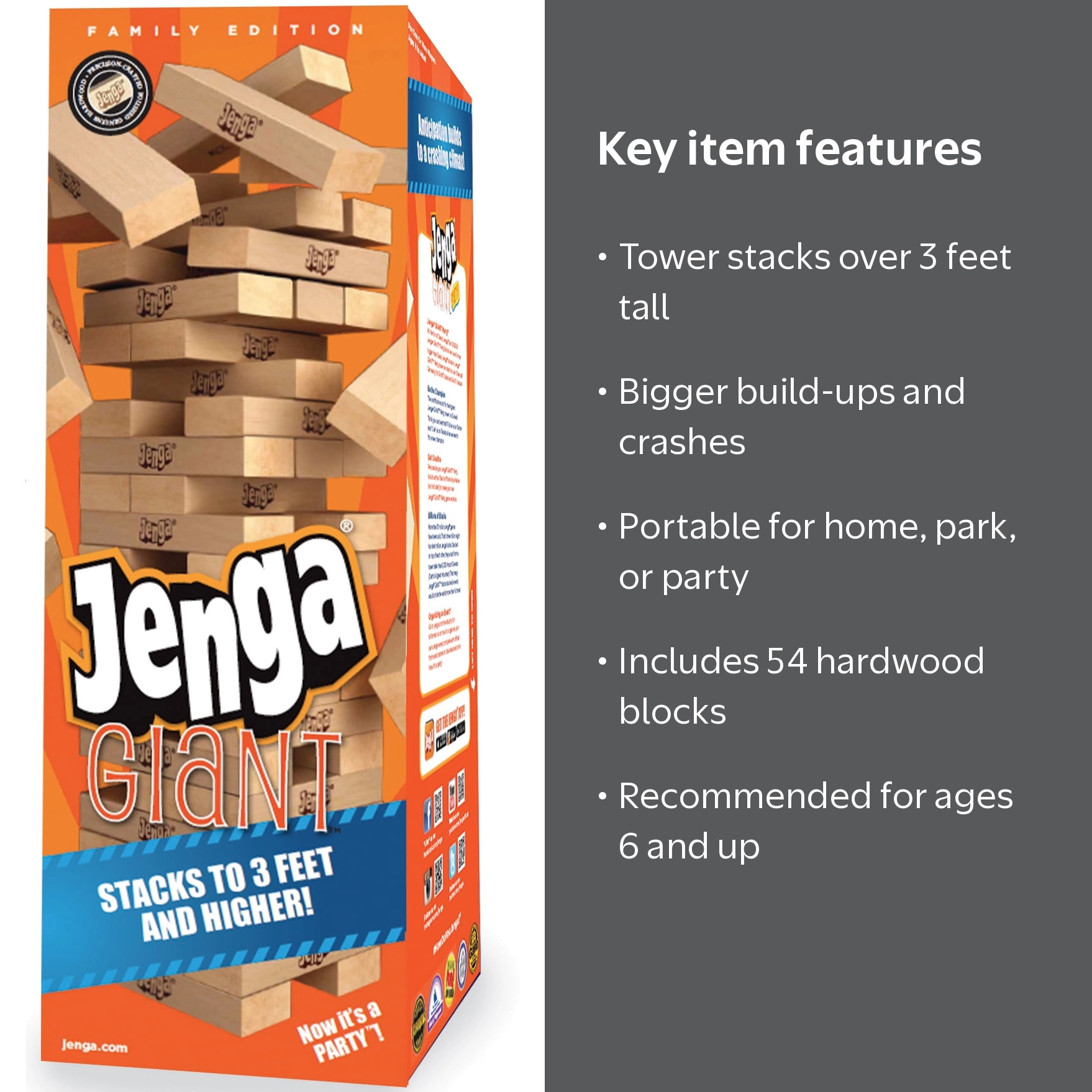 Jenga Giant Family Edition Stacking Game by University Games