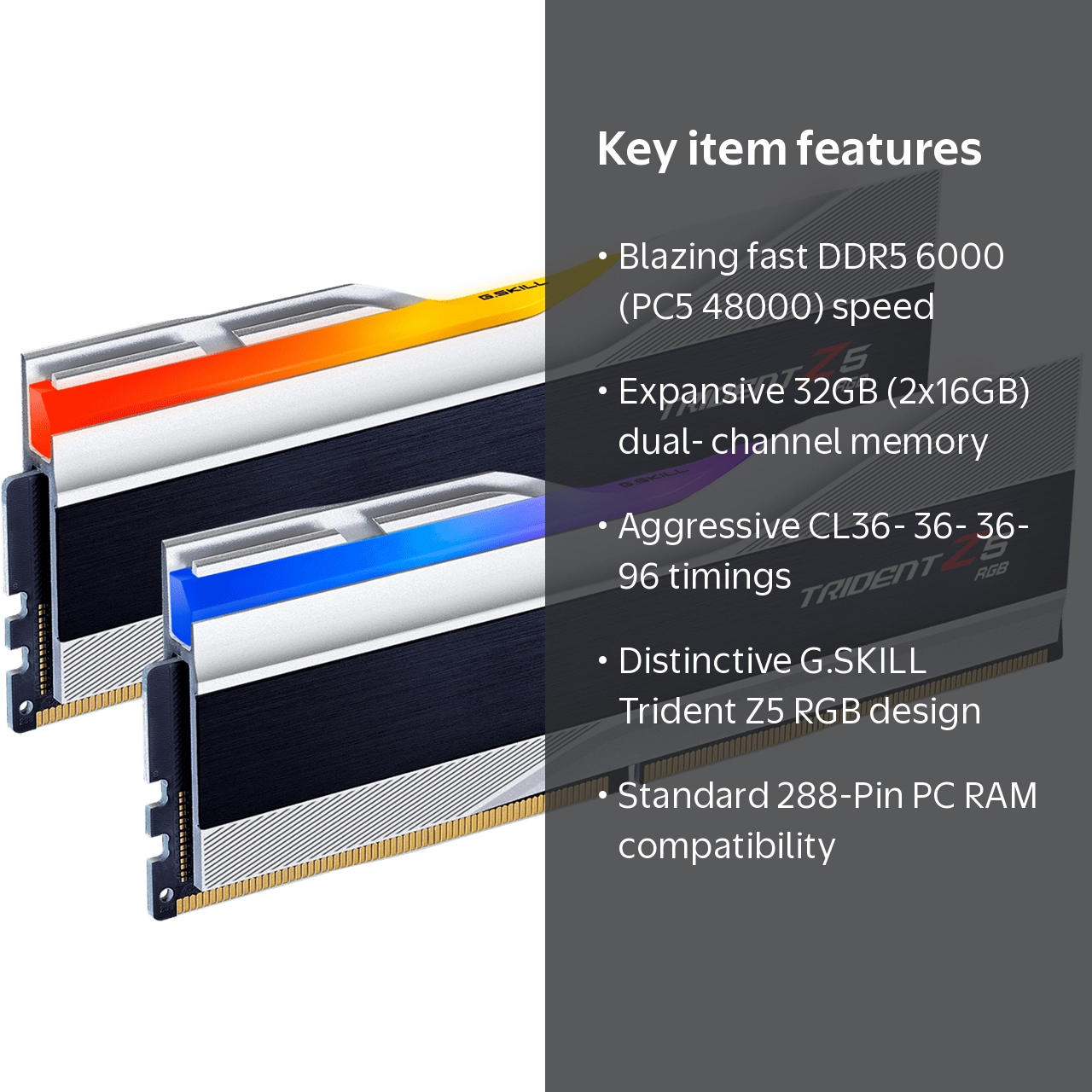 G.SKILL Trident Z5 RGB Series 32GB (2 x 16GB) DDR5 6000 PC RAM