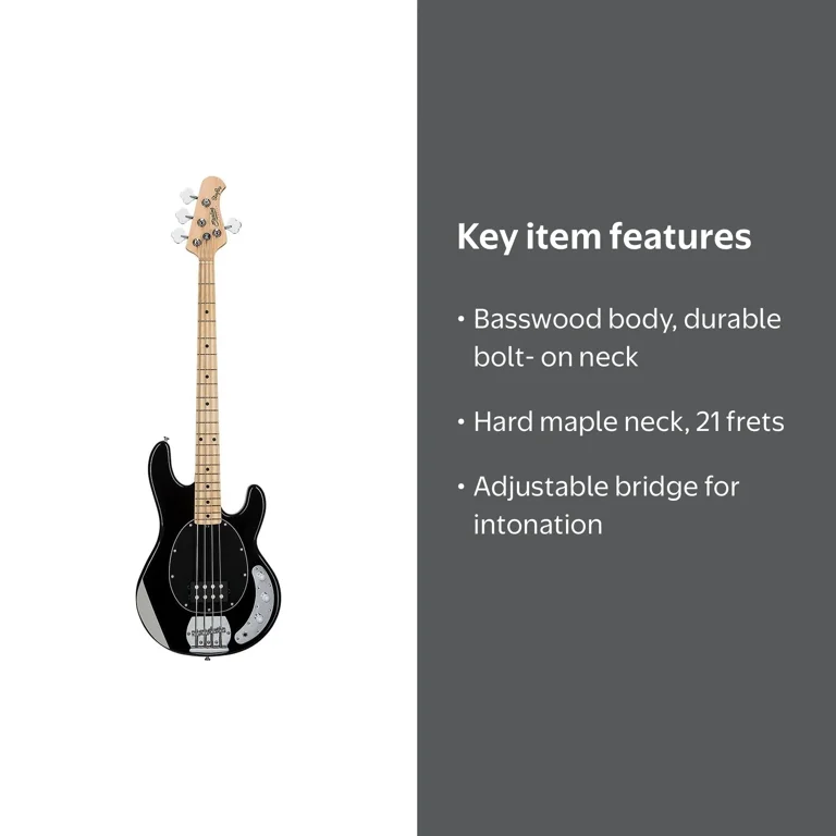 Sterling by Music Man StingRay Ray4 Bass Guitar (Black) - Walmart.com