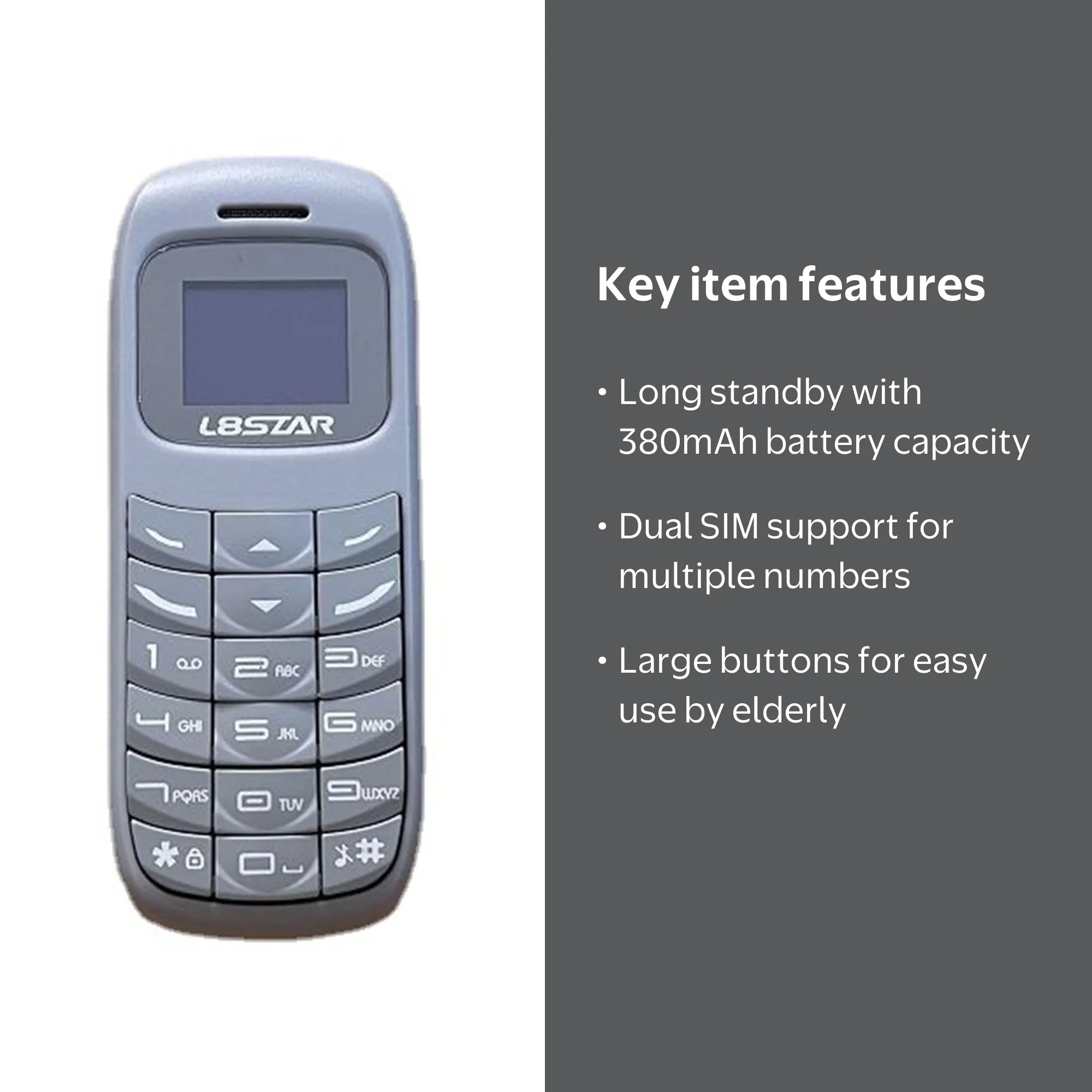 L8STAR BM70 Mini Phone, Long Battery Life, Keypad, Multilingual
