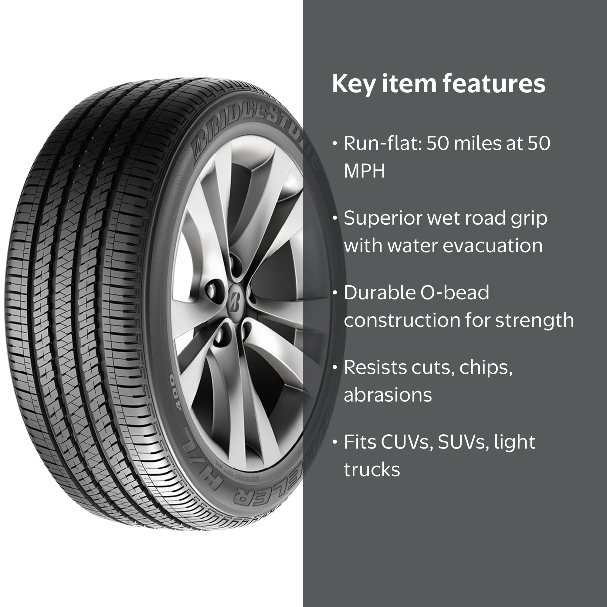 Bridgestone, Passenger Tire, 265/50R20 107T, All Season - Walmart.com