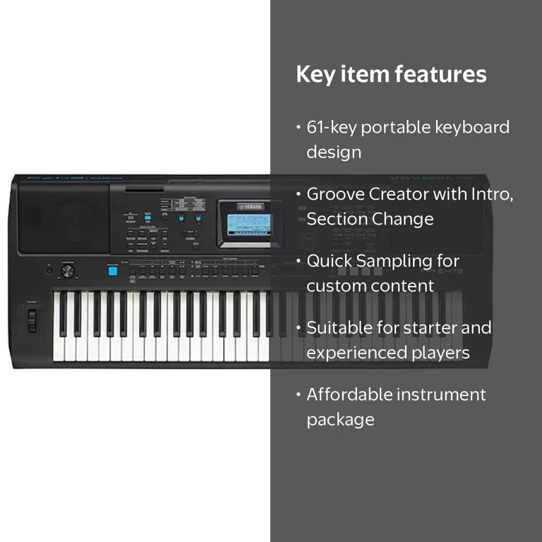 Yamaha PSR-E473 61-Key High-Level Portable Keyboard - Walmart.com