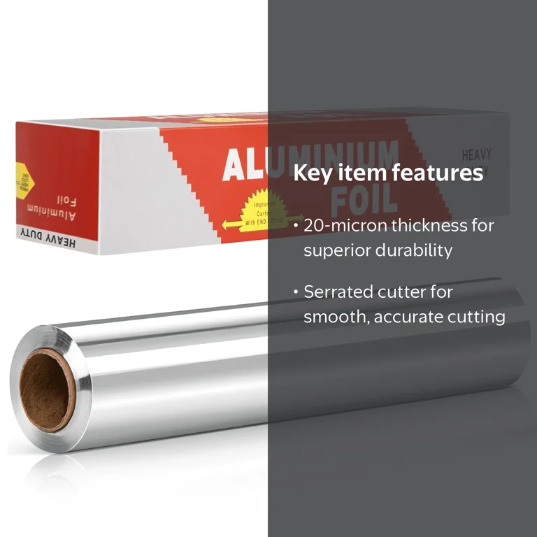 GPED Foil Wrap, Strength Aluminum Foil Roll with Serrated Cutter