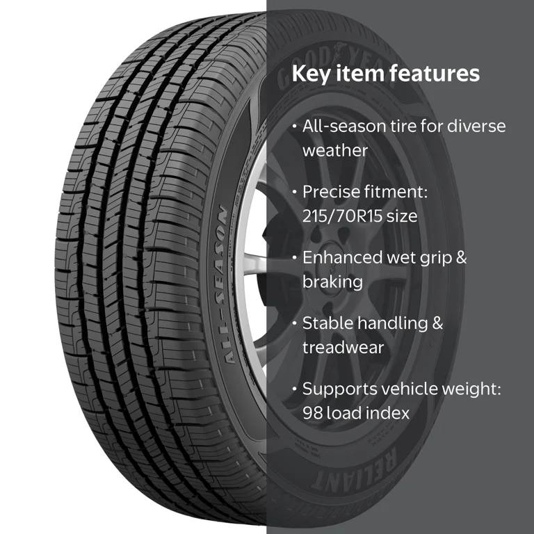 Goodyear Reliant All-Season Tire, 215/70R15, Fits Dodge, Toyota