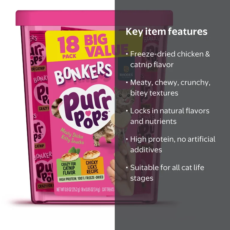 Bonker's Freeze Dried Catnip and Chicken Purrpops 18 Piece
