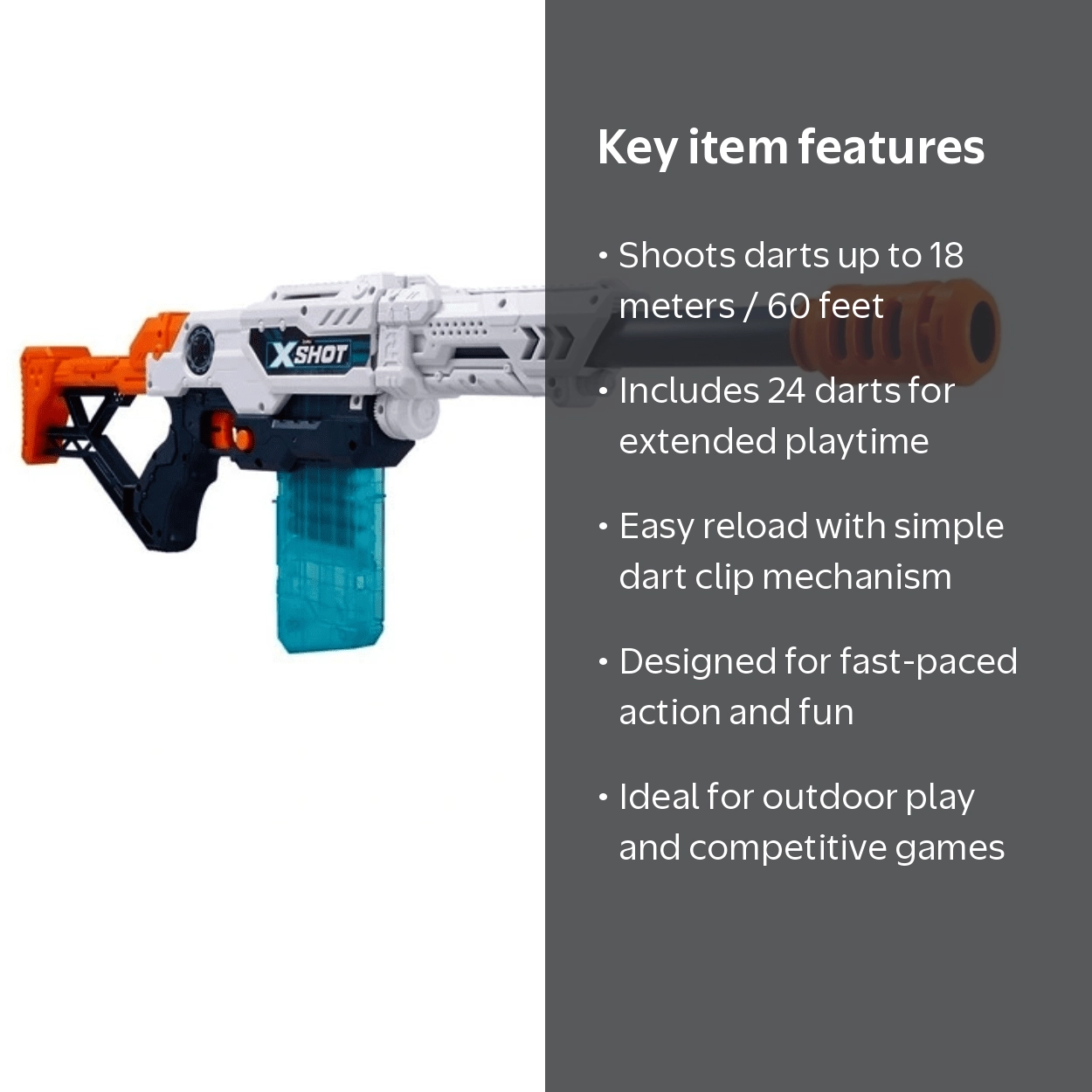 X-Shot Excel Max Attack Blaster with 24 Darts: Rapid Fire, Clip