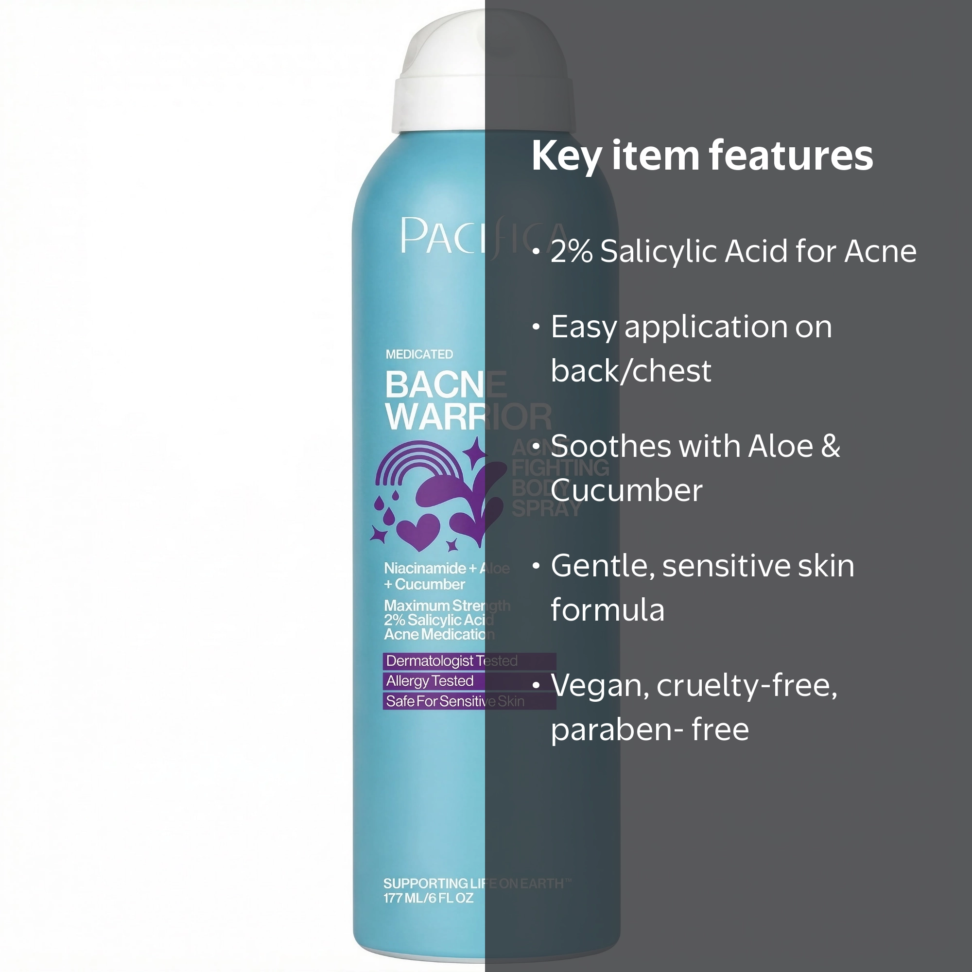 Pacifica Bacne Warrior 2% Salicylic Acid Acne Fighting Body Spray