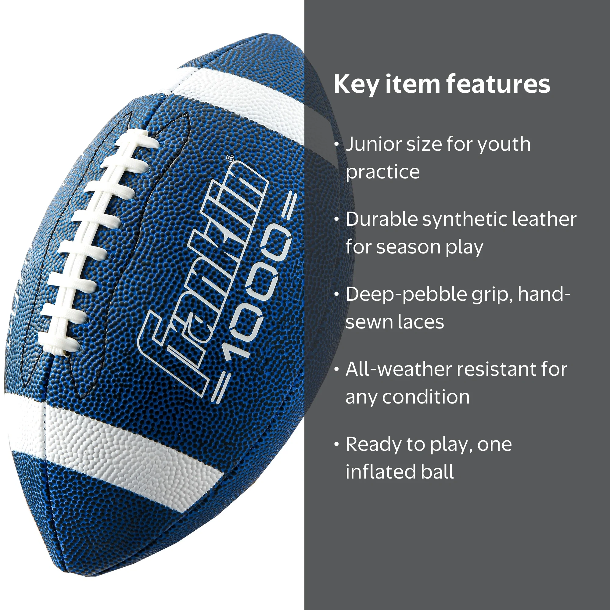 Franklin Sports Junior Football, Extra Grip 1000, Blue/White