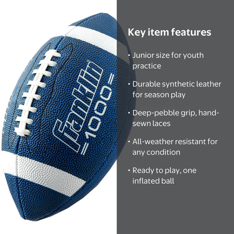 Franklin Sports Junior Football, Extra Grip 1000, Blue/White