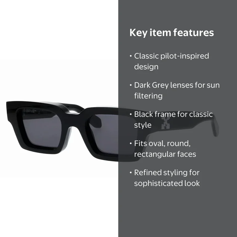 Off-White, Sunglasses, OERI008 1007, Black Dark Grey - Walmart.com