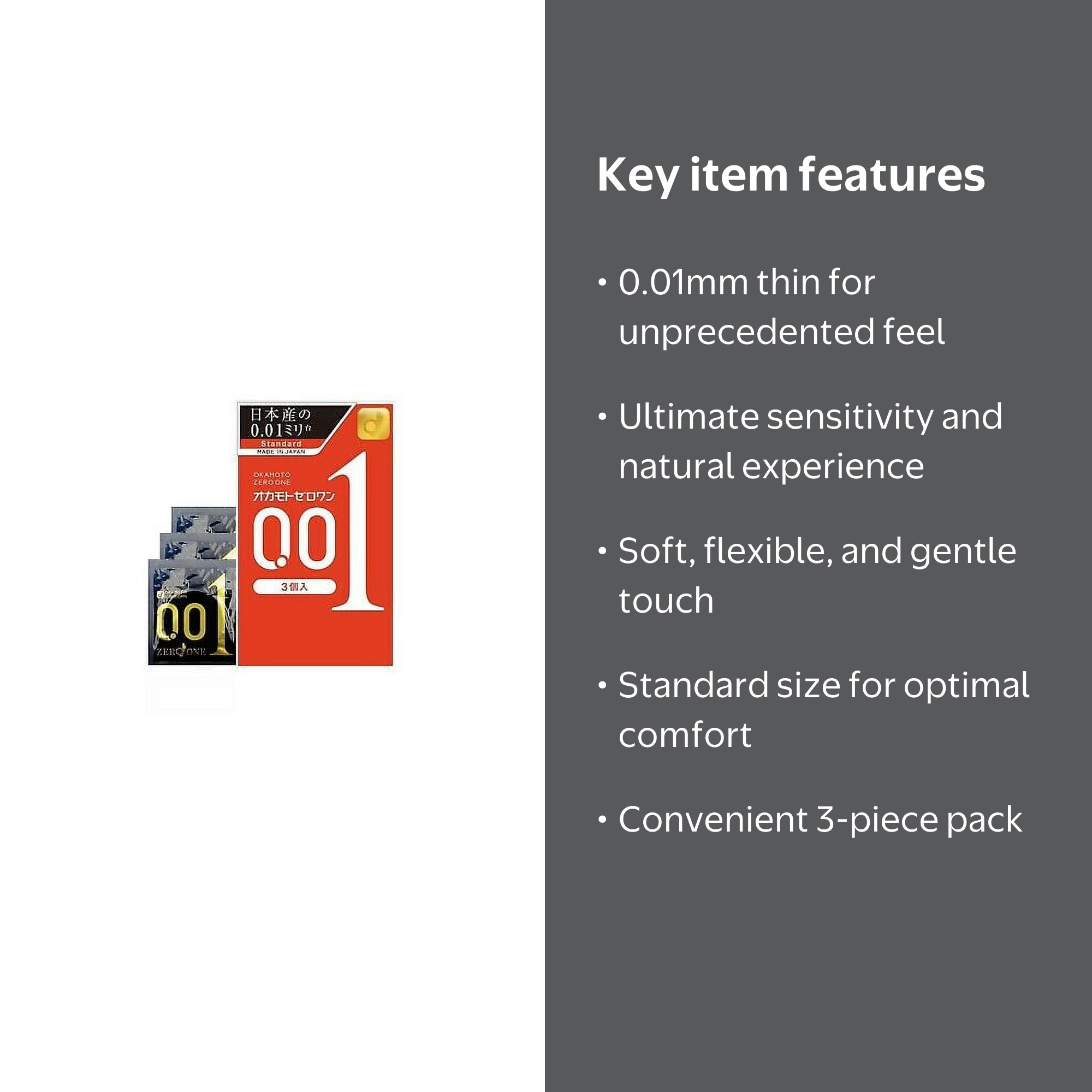 Okamoto 0.01 - Ultra-Thin Standard Size Condom 3pcs from Japan