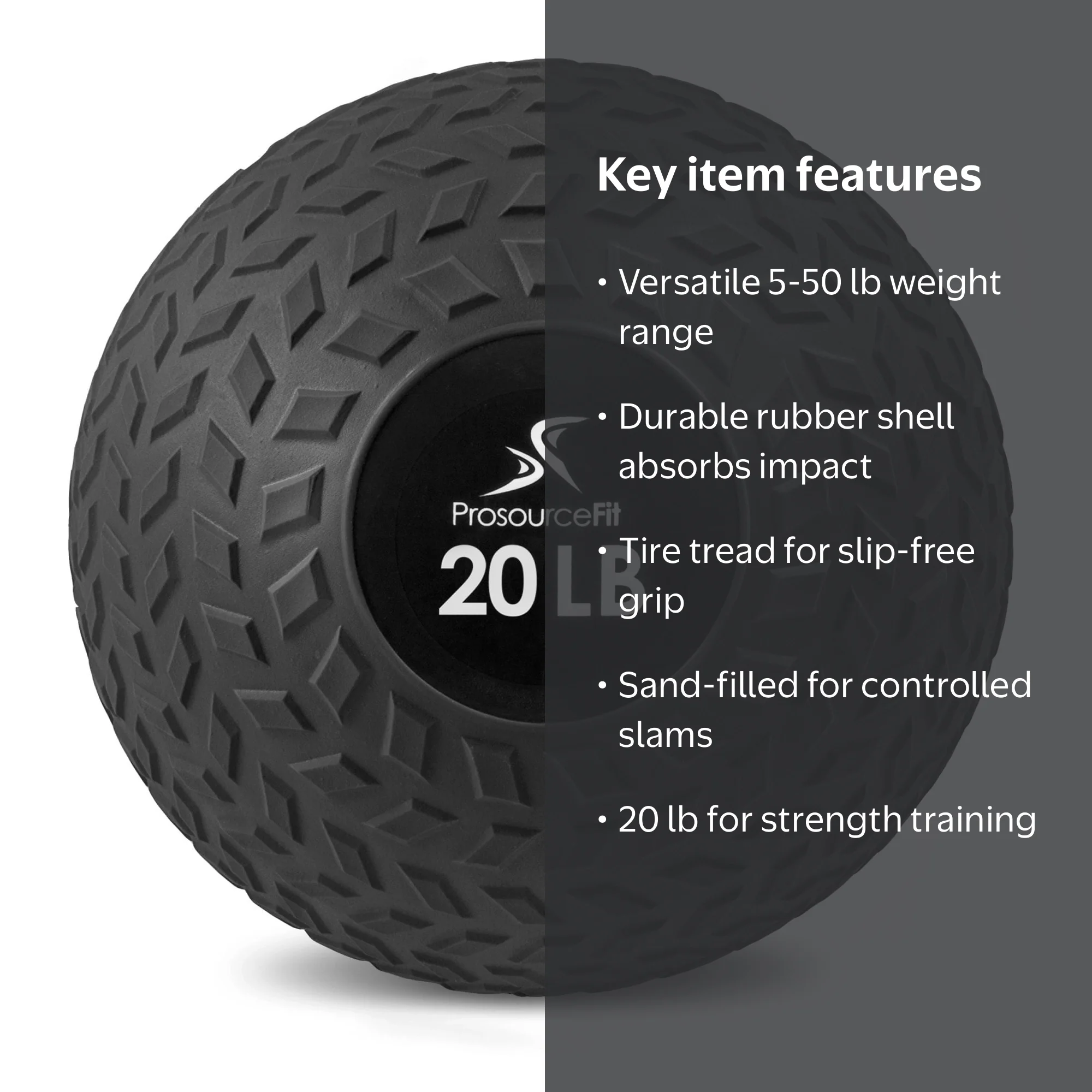 ProsourceFit Hard Rubber Exercise Tread Slam Medicine Balls with