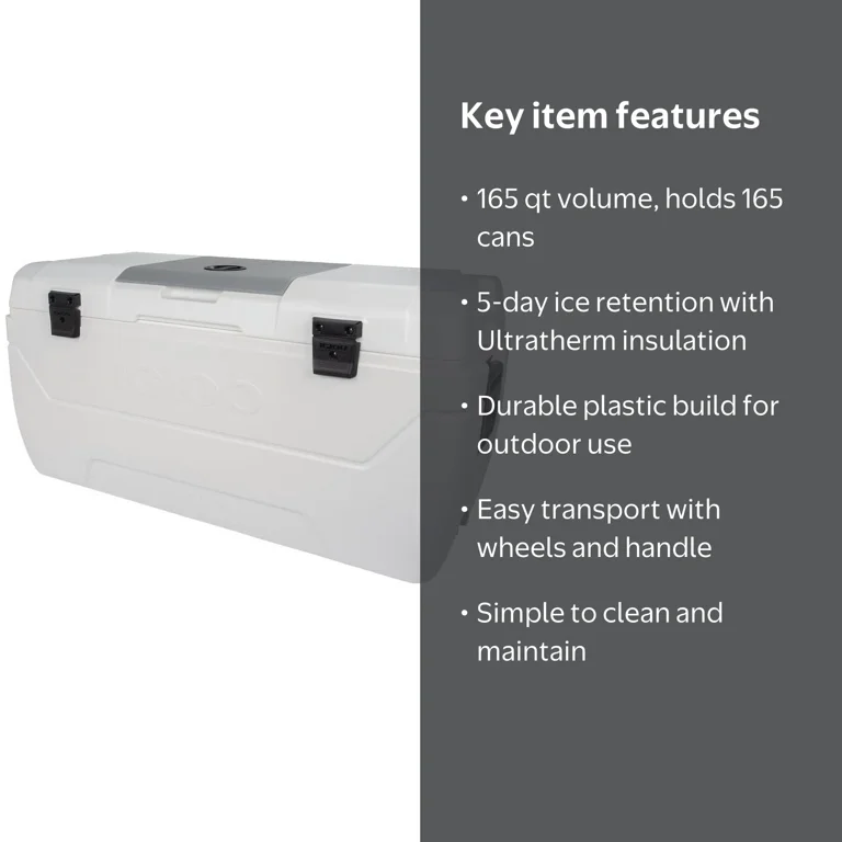 Igloo Maxcold Cooler, 165 Quart, Ultra Therm Insulation, Quick