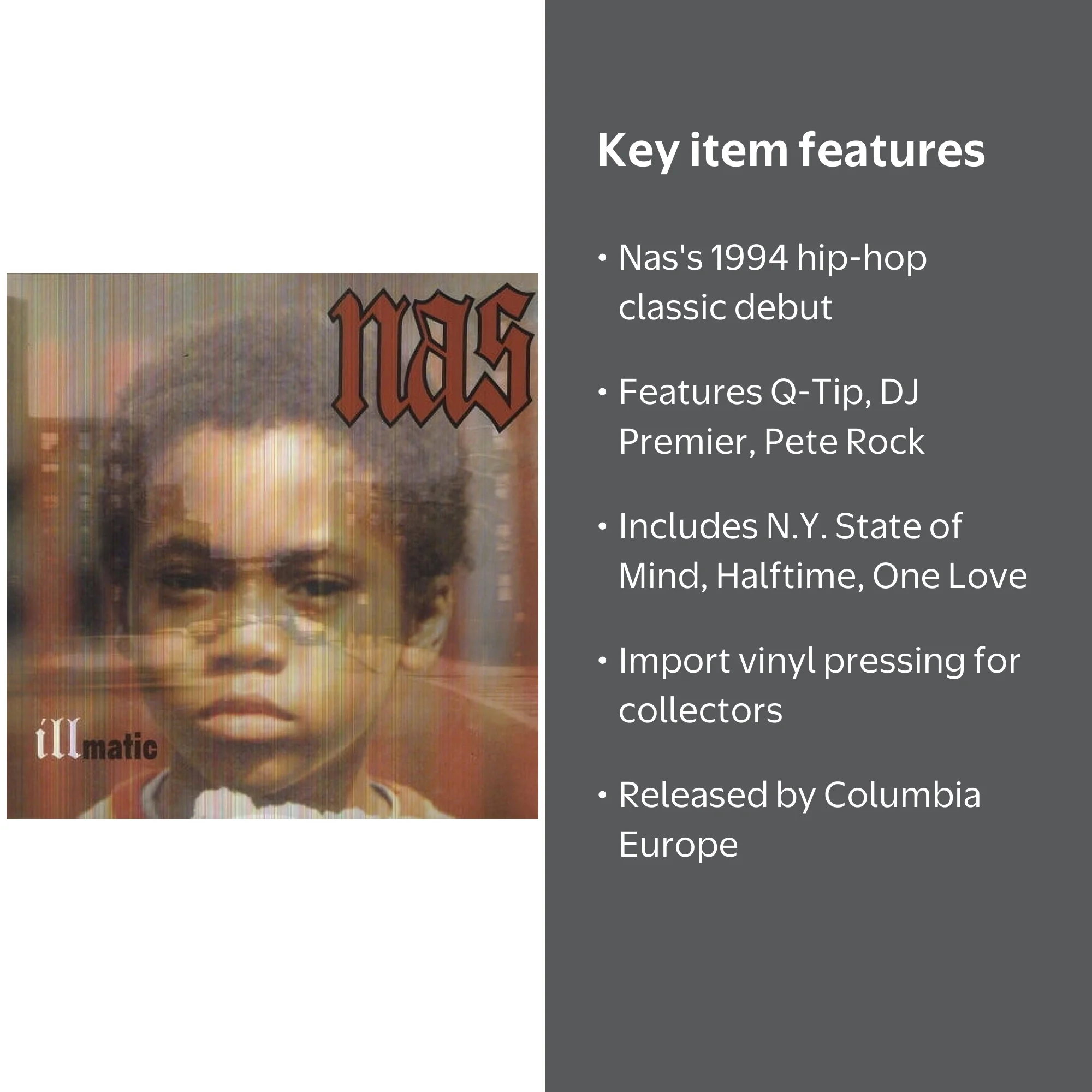 Nas - Illmatic Album - Classic Rap/Hip-Hop Vinyl Record - Walmart.com