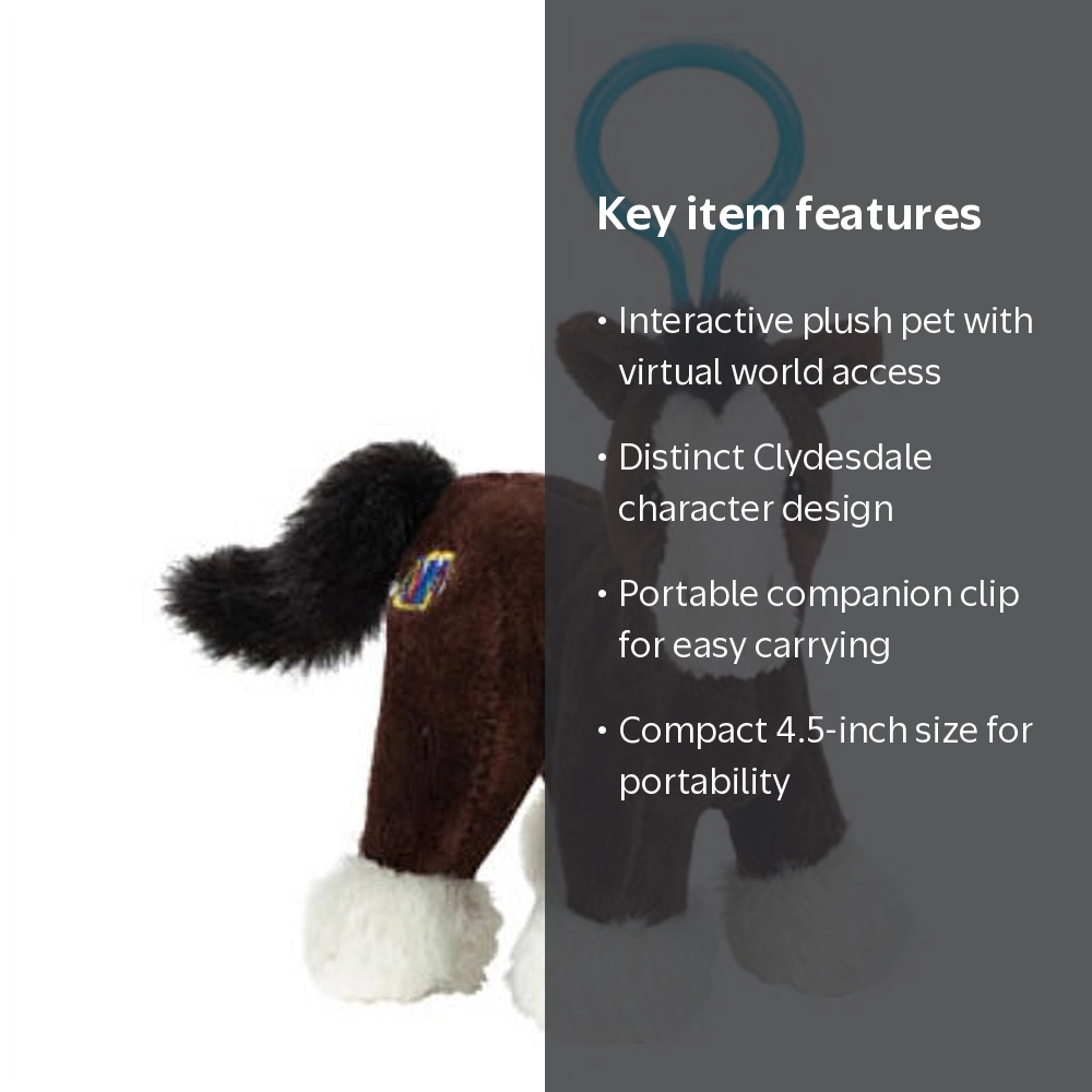 Webkinz Virtual Pet Plush - Kinz Klip - CLYDESDALE (4.5 inch