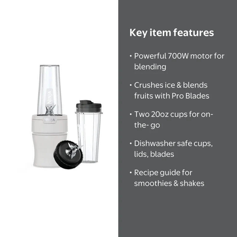 Ninja Nutri-Blender 20-Oz Personal Blender, (2) 20-Oz Dishwasher