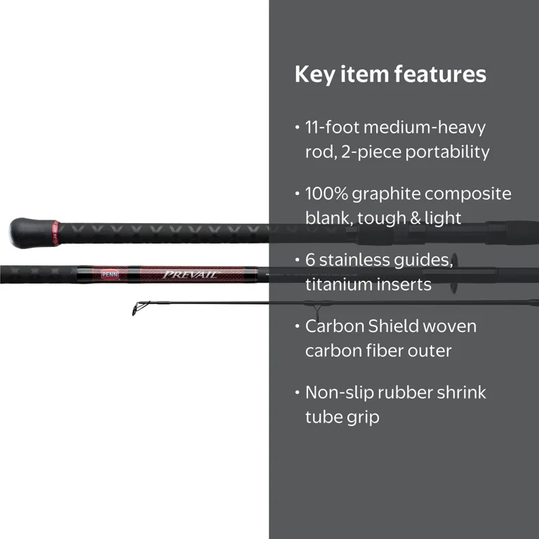 PENN Prevail® Surf Spinning Rod, 11' Medium Heavy Fishing Rod, 2