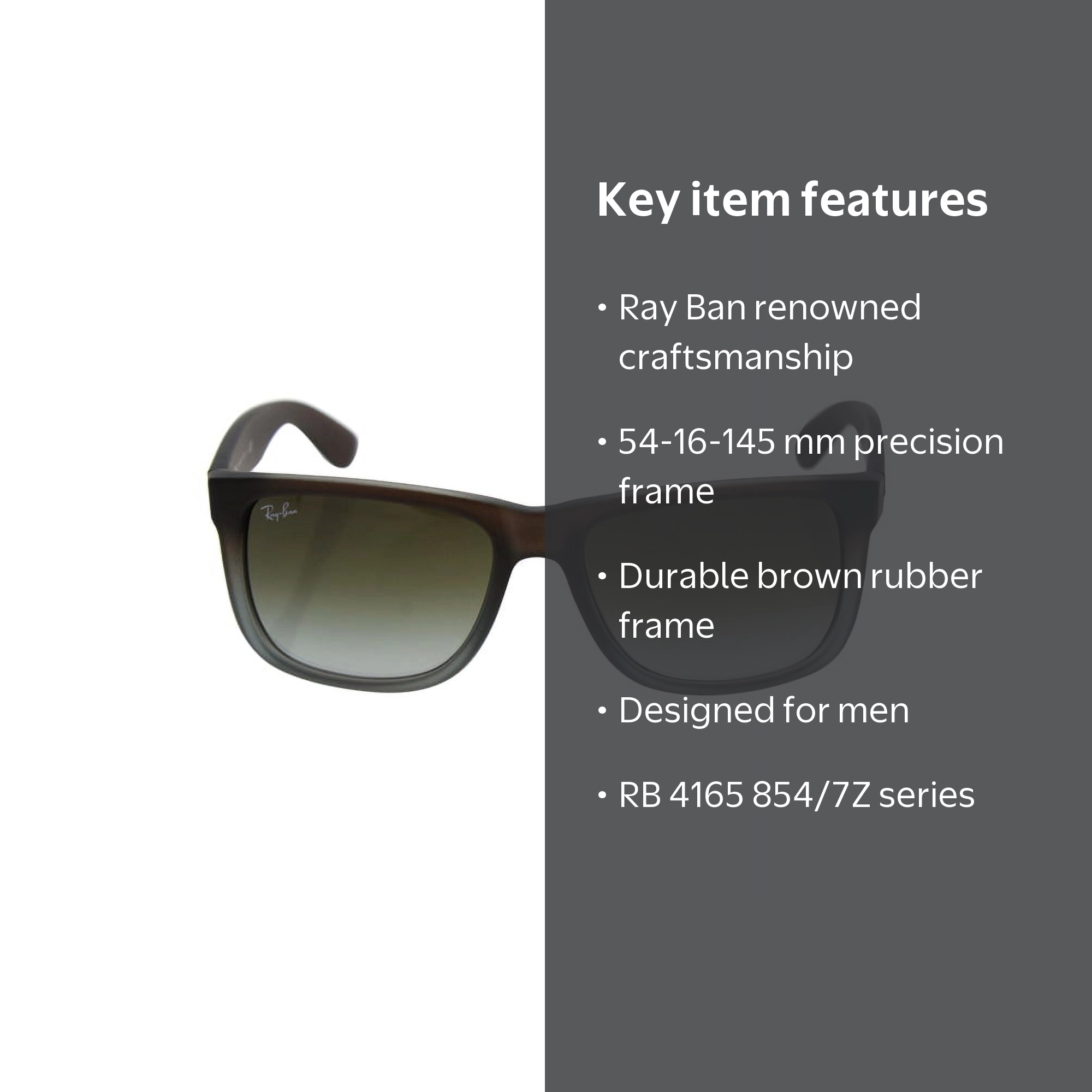 Ray Ban Men's Justin Classic RB 4165 854/7Z Brown Rubber