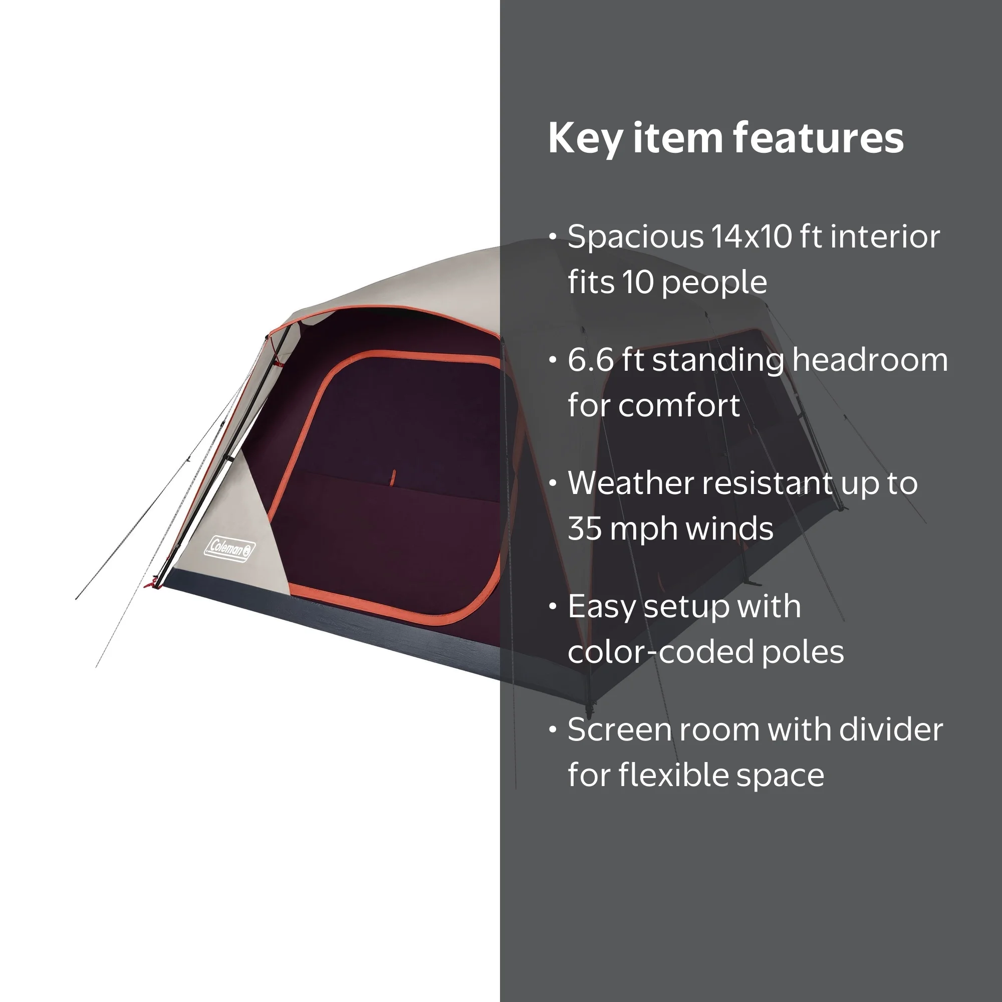 Coleman Skylodge 10-Person Camping Tent with Convertible Screen