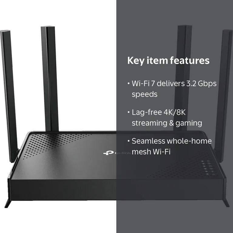 TP-Link, Dual-band BE3200 Wi-Fi 7 Router, 3.2 Gbps, 4 Antennas