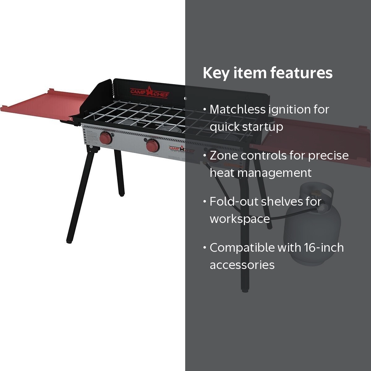 Camp Chef Pro 90X Three-Burner Outdoor Propane Stove with Folding