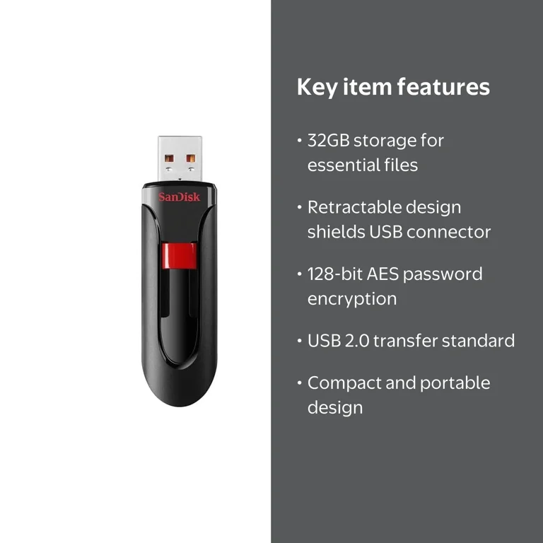 SanDisk, USB Flash Drive, SDCZ60-032G-AW46, 32 GB black - Walmart.com